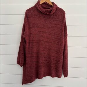 Easel Cowl Neck Rust Colored Asymmetrical Hem Sweater Size S/M
